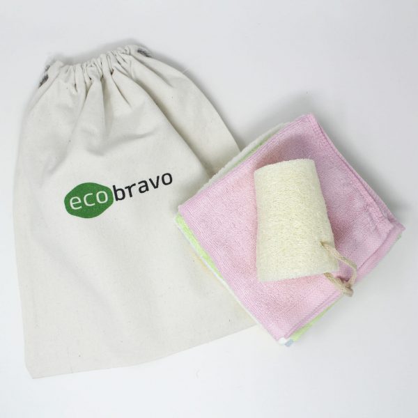 5 Pack Bamboo Cleaning Cloths with Reusable Bag